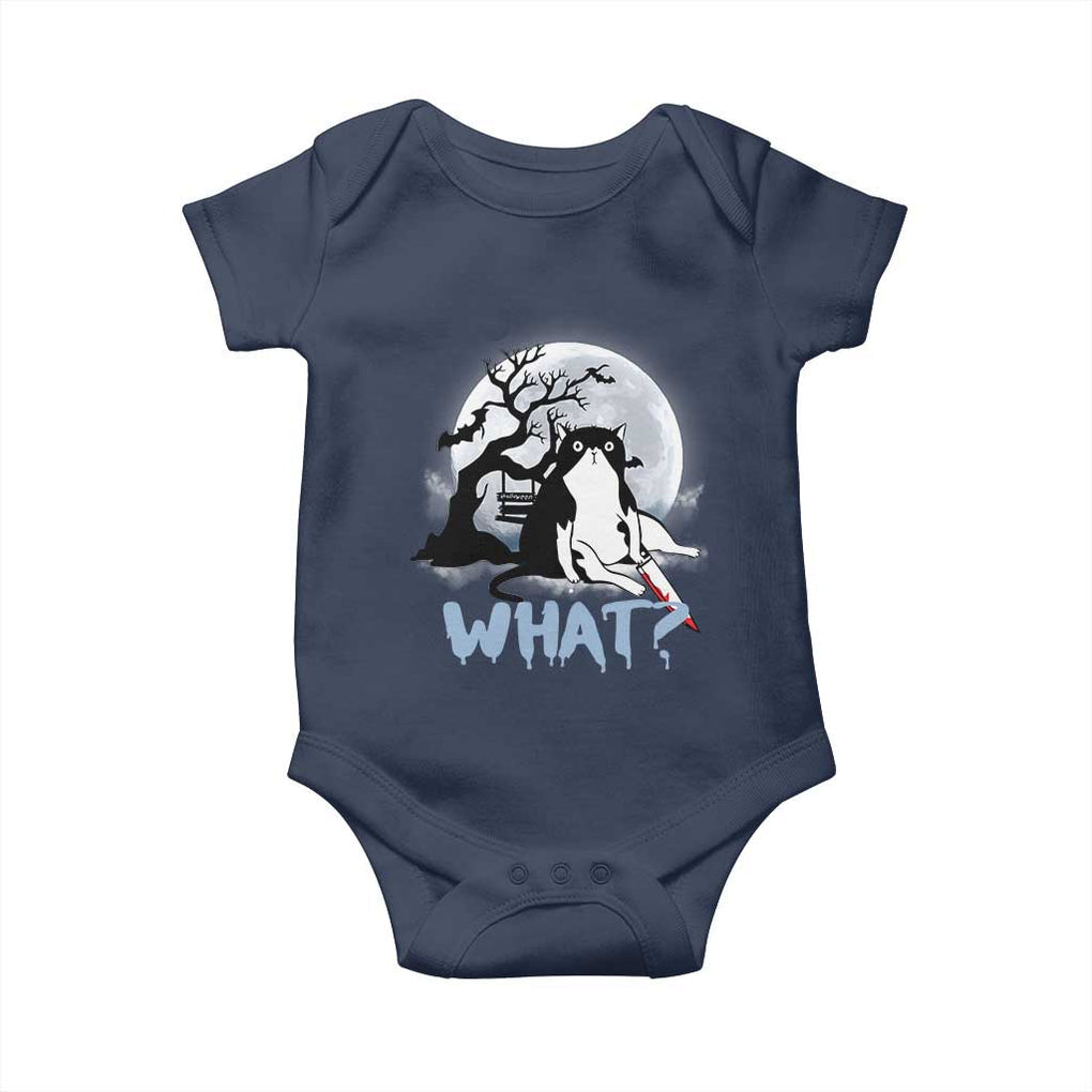 Halloween Cat Baby Onesie What Cat Murder Spooky Season TS09 Navy Print Your Wear