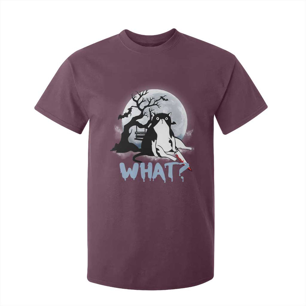 Halloween Cat T Shirt For Kid What Cat Murder Spooky Season TS09 Maroon Print Your Wear