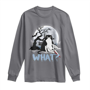Halloween Cat Long Sleeve Shirt What Cat Murder Spooky Season TS09 Charcoal Print Your Wear