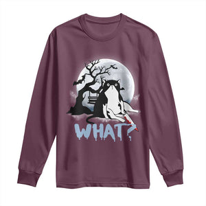 Halloween Cat Long Sleeve Shirt What Cat Murder Spooky Season TS09 Maroon Print Your Wear