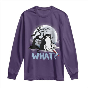 Halloween Cat Long Sleeve Shirt What Cat Murder Spooky Season TS09 Purple Print Your Wear
