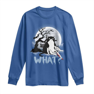Halloween Cat Long Sleeve Shirt What Cat Murder Spooky Season TS09 Royal Blue Print Your Wear