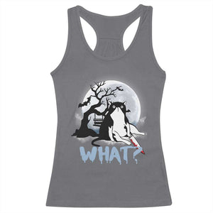 Halloween Cat Racerback Tank Top What Cat Murder Spooky Season TS09 Charcoal Print Your Wear