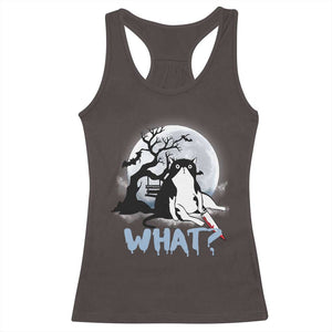 Halloween Cat Racerback Tank Top What Cat Murder Spooky Season TS09 Dark Chocolate Print Your Wear