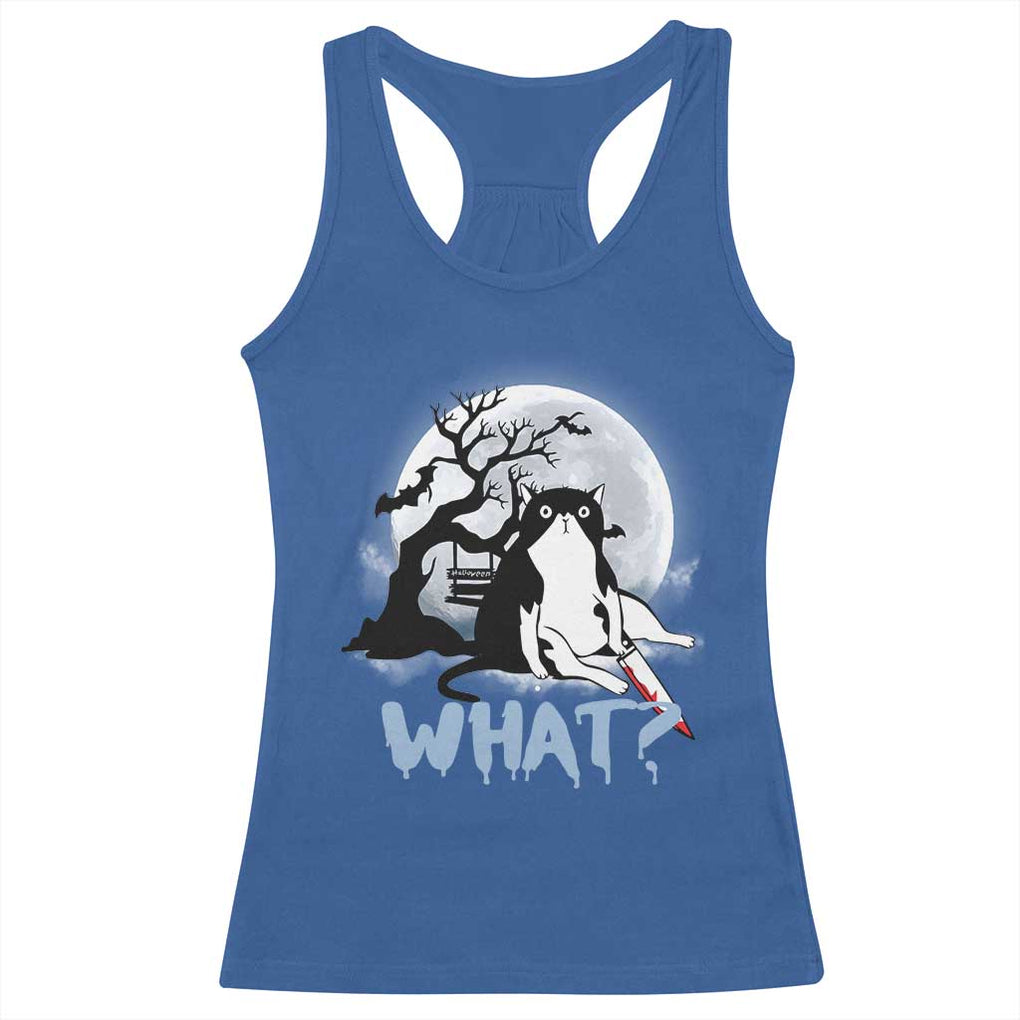 Halloween Cat Racerback Tank Top What Cat Murder Spooky Season TS09 Royal Blue Print Your Wear