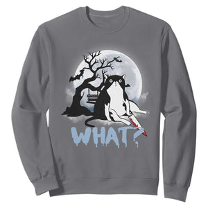 Halloween Cat Sweatshirt What Cat Murder Spooky Season TS09 Charcoal Print Your Wear