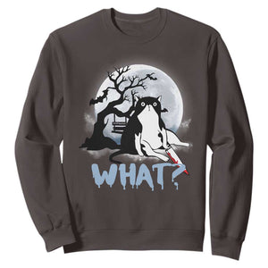 Halloween Cat Sweatshirt What Cat Murder Spooky Season TS09 Dark Chocolate Print Your Wear