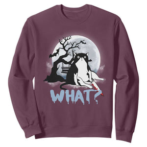 Halloween Cat Sweatshirt What Cat Murder Spooky Season TS09 Maroon Print Your Wear
