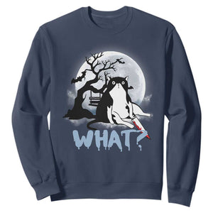 Halloween Cat Sweatshirt What Cat Murder Spooky Season TS09 Navy Print Your Wear