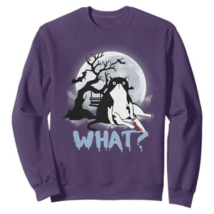 Halloween Cat Sweatshirt What Cat Murder Spooky Season TS09 Purple Print Your Wear
