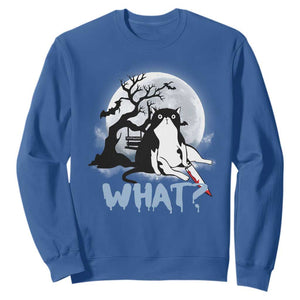 Halloween Cat Sweatshirt What Cat Murder Spooky Season TS09 Royal Blue Print Your Wear