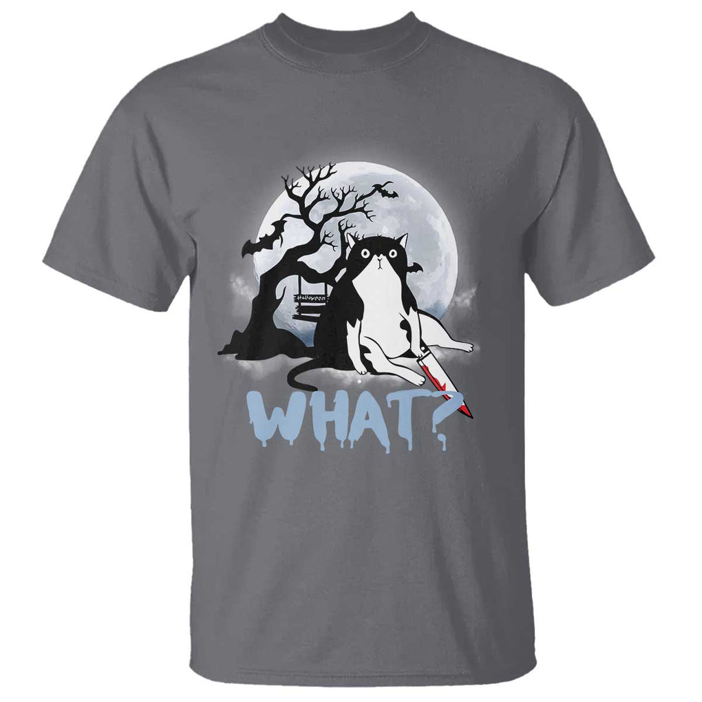Halloween Cat T Shirt What Cat Murder Spooky Season TS09 Charcoal Print Your Wear