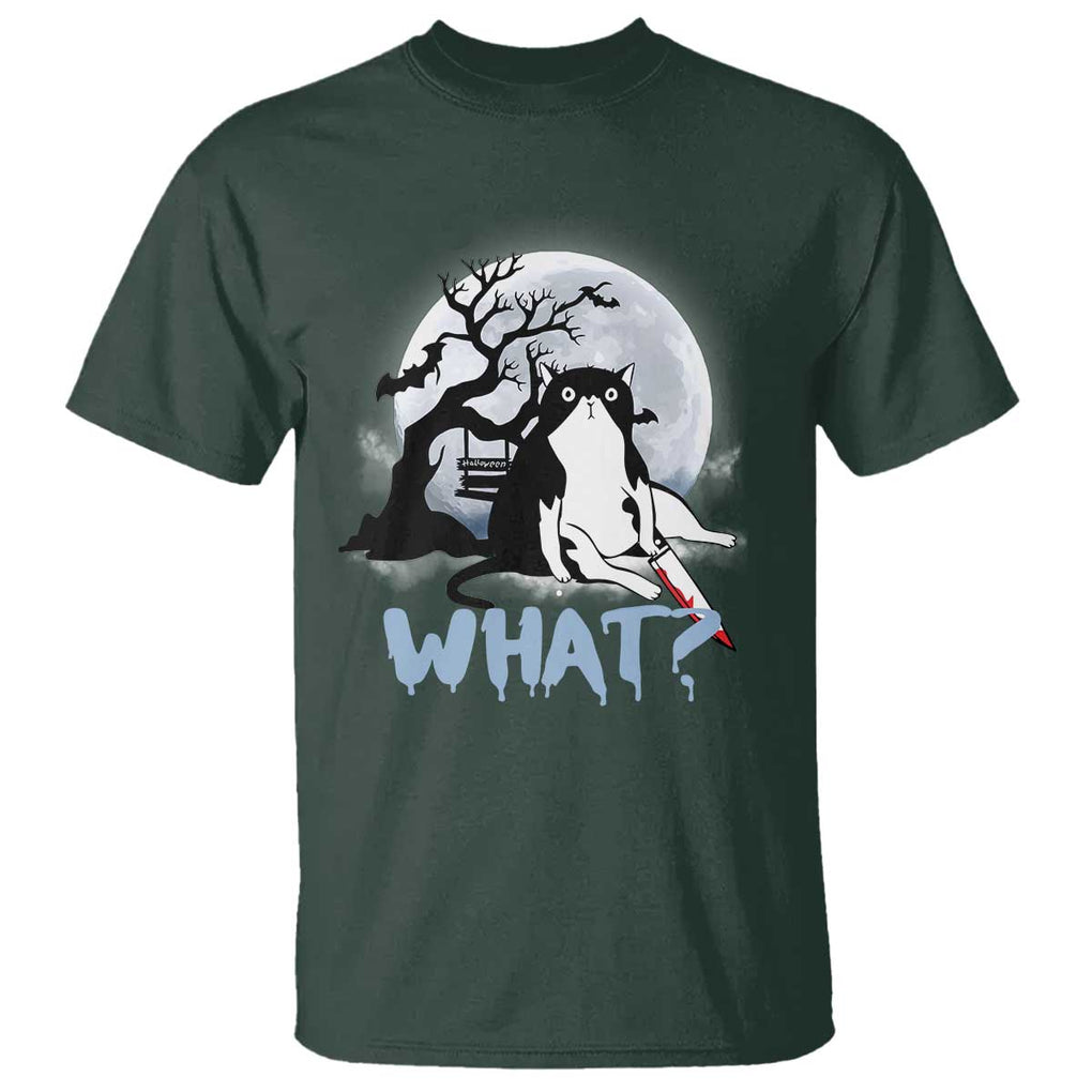 Halloween Cat T Shirt What Cat Murder Spooky Season TS09 Dark Forest Green Print Your Wear