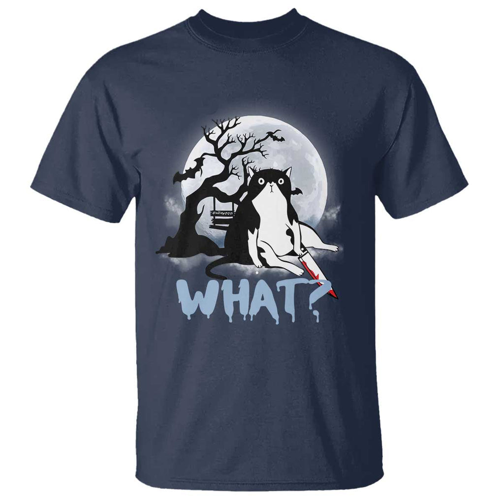 Halloween Cat T Shirt What Cat Murder Spooky Season TS09 Navy Print Your Wear