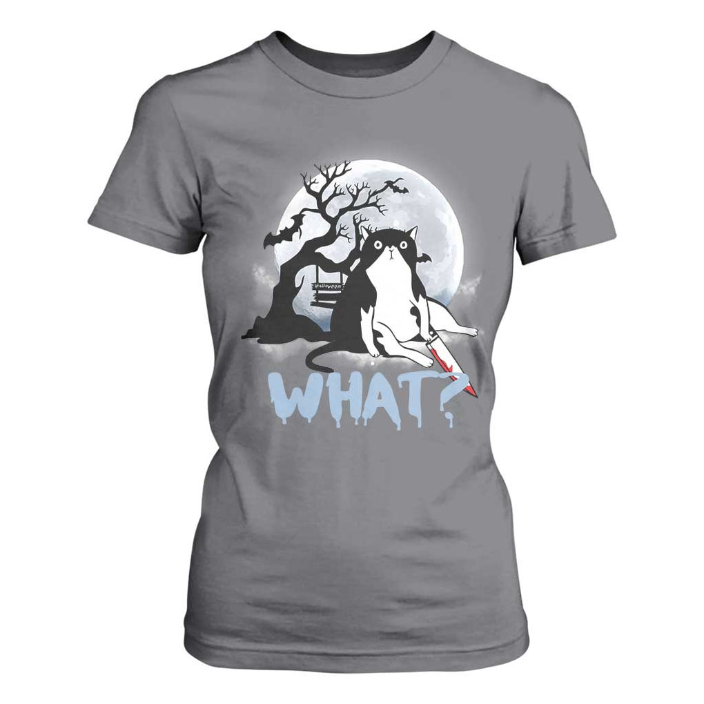 Halloween Cat T Shirt For Women What Cat Murder Spooky Season TS09 Charcoal Print Your Wear