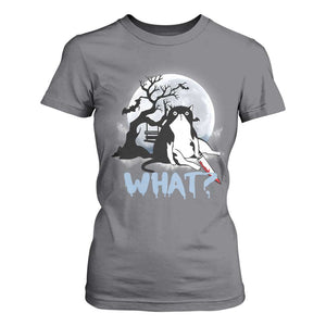 Halloween Cat T Shirt For Women What Cat Murder Spooky Season TS09 Charcoal Print Your Wear