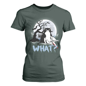 Halloween Cat T Shirt For Women What Cat Murder Spooky Season TS09 Dark Forest Green Print Your Wear