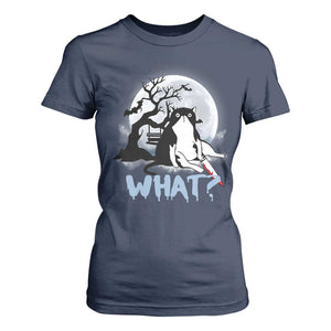 Halloween Cat T Shirt For Women What Cat Murder Spooky Season TS09 Navy Print Your Wear