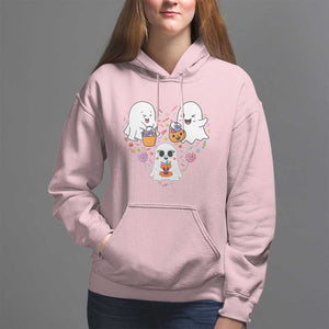 Halloween Hoodie Cute Ghost Dancing In The Candy Rain Spooky Season TS09 Light Pink Print Your Wear