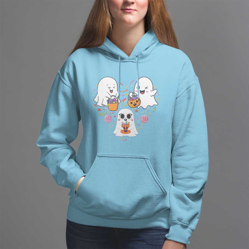 Halloween Hoodie Cute Ghost Dancing In The Candy Rain Spooky Season TS09 Sky Print Your Wear