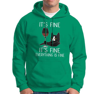 Cat Lover Hoodie It's Fine I'm Fine Everything is Fine Funny Black Cat TS09 Irish Green Print Your Wear