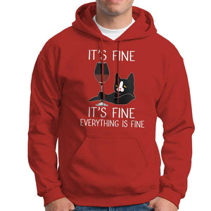 Cat Lover Hoodie It's Fine I'm Fine Everything is Fine Funny Black Cat TS09 Red Print Your Wear