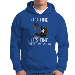Cat Lover Hoodie It's Fine I'm Fine Everything is Fine Funny Black Cat TS09 Royal Blue Print Your Wear