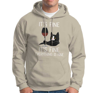 Cat Lover Hoodie It's Fine I'm Fine Everything is Fine Funny Black Cat TS09 Sand Print Your Wear