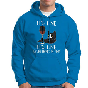 Cat Lover Hoodie It's Fine I'm Fine Everything is Fine Funny Black Cat TS09 Sapphire Print Your Wear