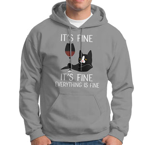 Cat Lover Hoodie It's Fine I'm Fine Everything is Fine Funny Black Cat TS09 Sport Gray Print Your Wear