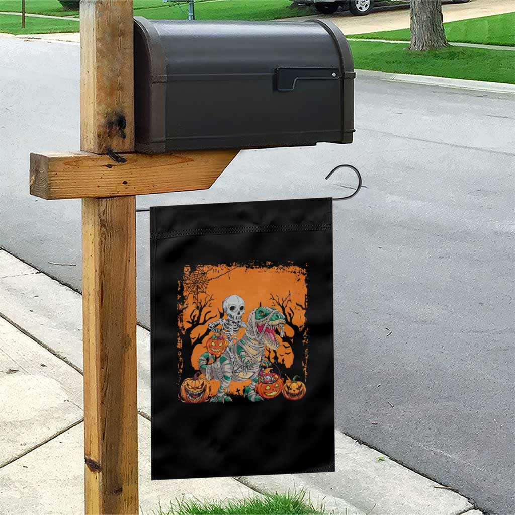 Funny Halloween Skeleton Riding Dinosaur Garden Flag TS09 Print Your Wear