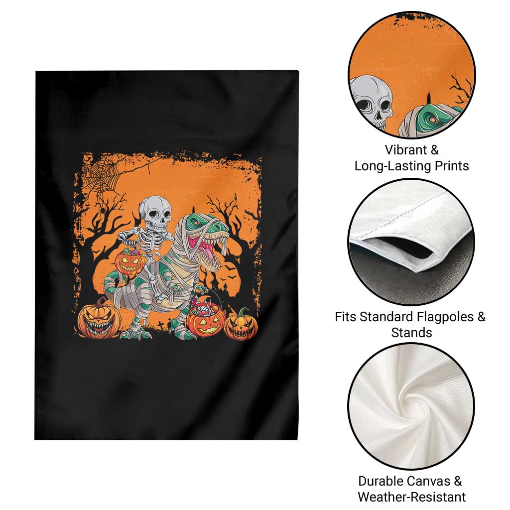 Funny Halloween Skeleton Riding Dinosaur Garden Flag TS09 Print Your Wear