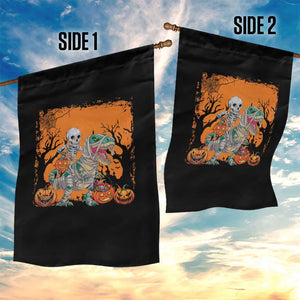 Funny Halloween Skeleton Riding Dinosaur Garden Flag TS09 Print Your Wear