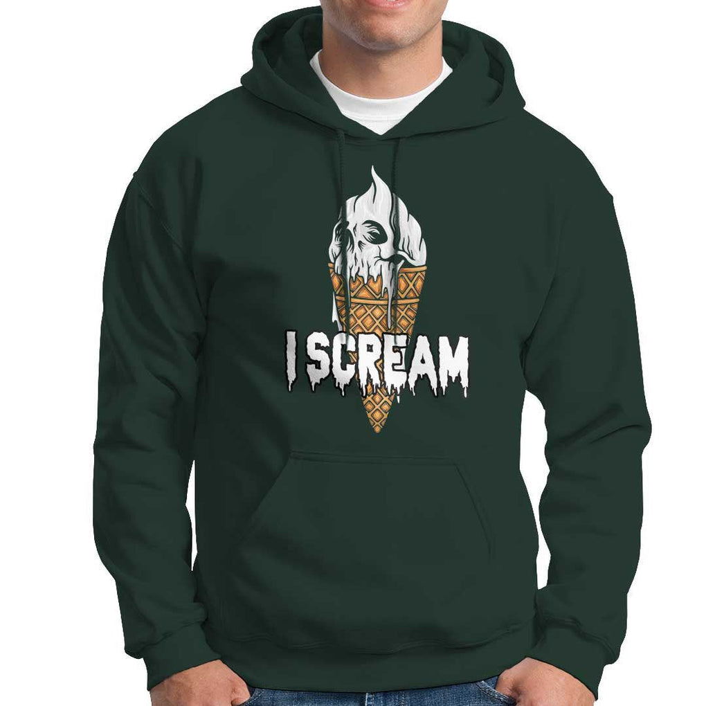 Halloween Hoodie I Scream Ice Cream Ghost TS09 Dark Forest Green Print Your Wear