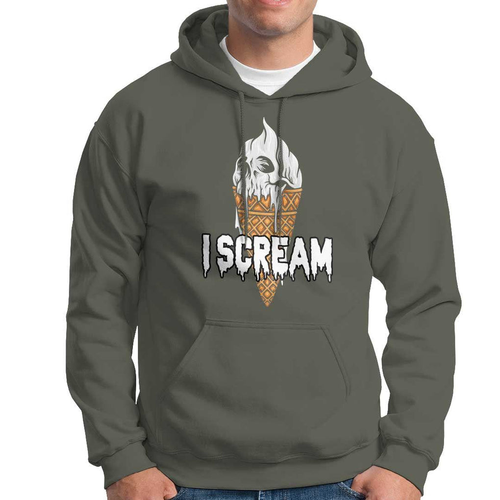 Halloween Hoodie I Scream Ice Cream Ghost TS09 Military Green Print Your Wear