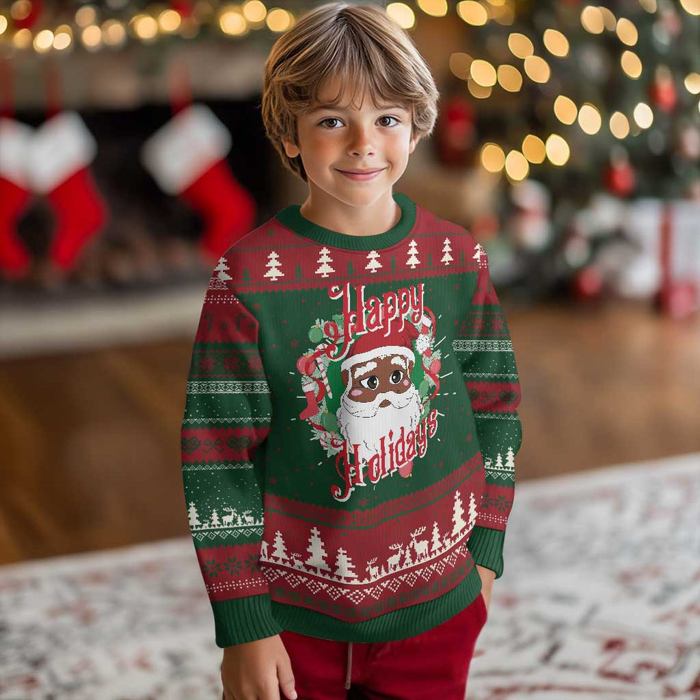 Black Santa Ugly Christmas Sweater Happy Holidays African American Santa TS09 Christmas Print Your Wear