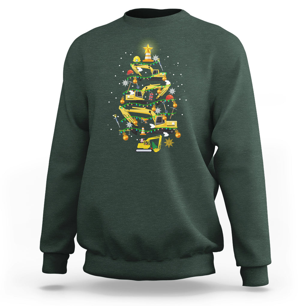 Santa Reindeer Riding Monster Truck Christmas Tree Sweatshirt TS09 Dark Forest Green Printyourwear