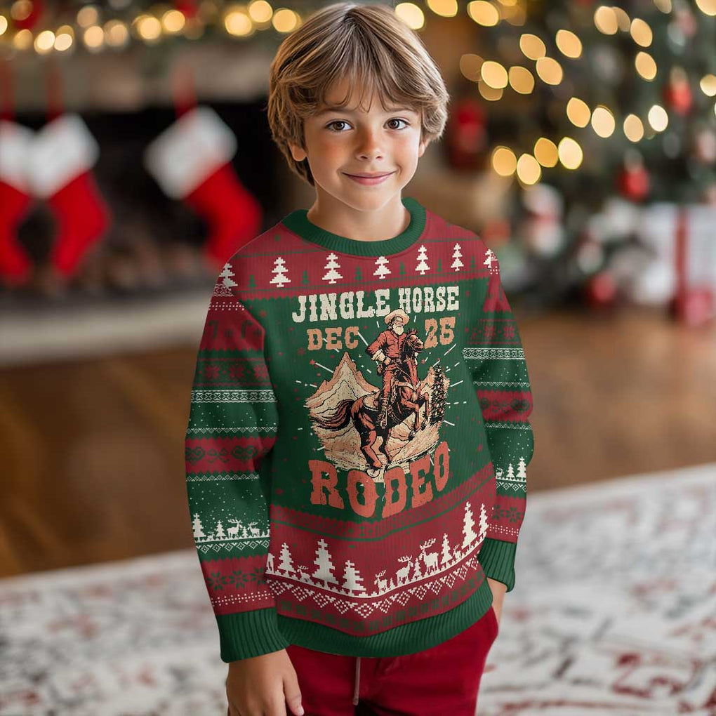 Xmas Cowboy Ugly Christmas Sweater Vintage Jingle Horse Rodeo Funny Howdy Western TS09 Christmas Print Your Wear