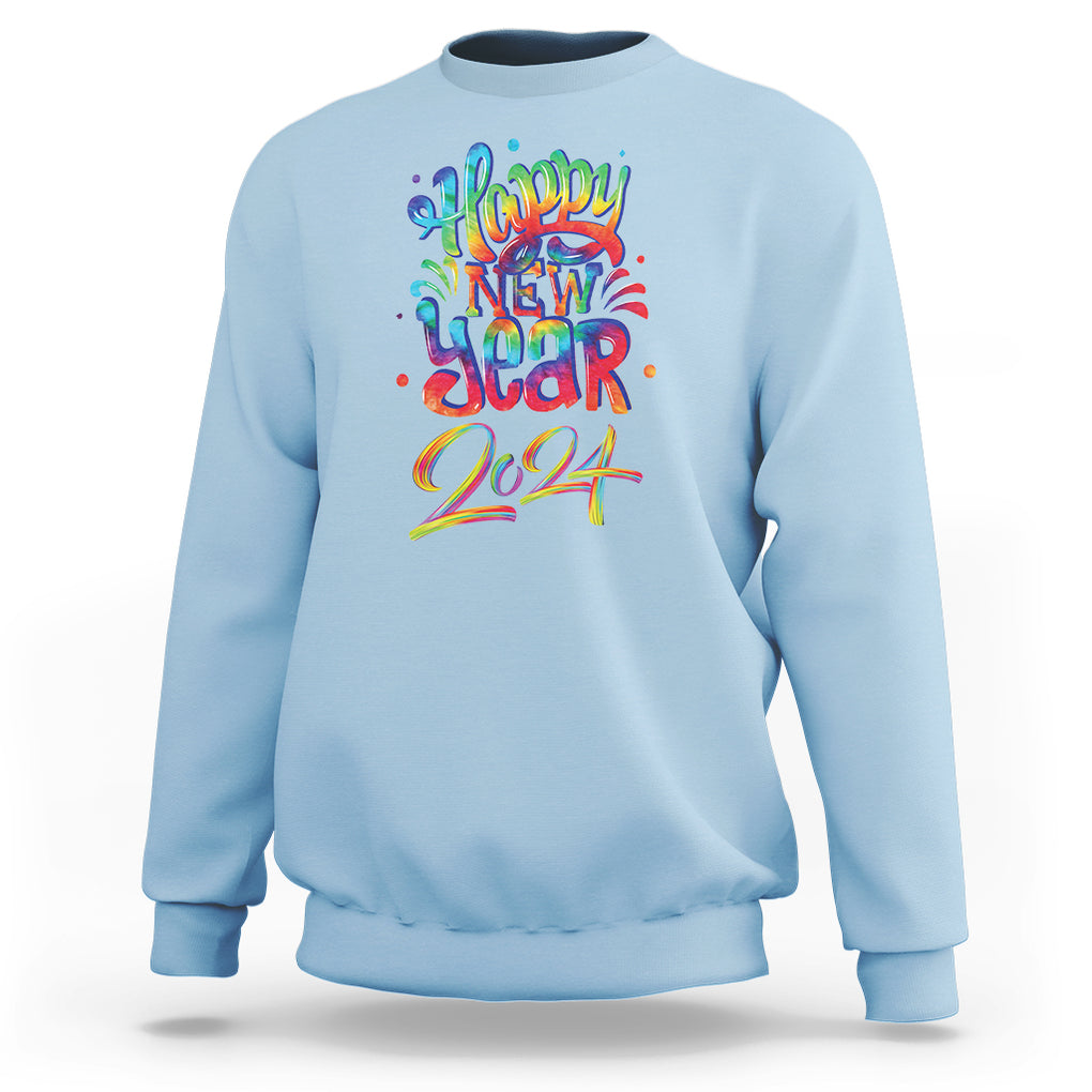 Happy New Year 2024 Tie Dye Lucky Years Sweatshirt TS09 Light Blue Printyourwear