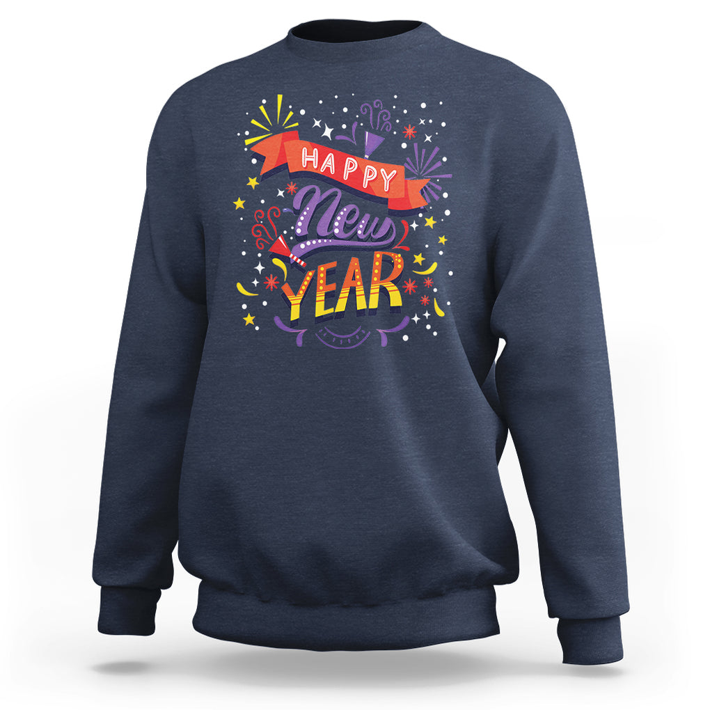 Happy New Year 2024 Firework Lucky Years Sweatshirt TS09 Navy Printyourwear