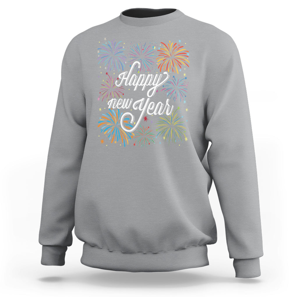 Happy New Year Colorful Firework Lucky Years Sweatshirt TS09 Sport Gray Printyourwear