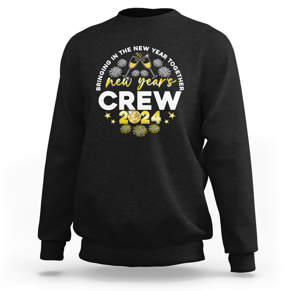 Happy 2024 New Year Crew Bringing Together Sweatshirt TS09 Black Printyourwear