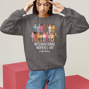 International Women's Day Sweatshirt Happy IWD 8 March Inspire Inclusion 2024 TS09 Dark Chocolate Printyourwear