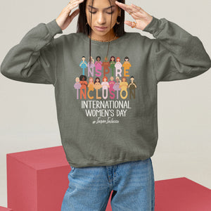 International Women's Day Sweatshirt Happy IWD 8 March Inspire Inclusion 2024 TS09 Military Green Printyourwear