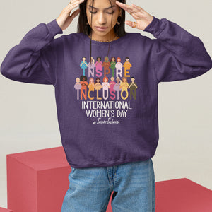 International Women's Day Sweatshirt Happy IWD 8 March Inspire Inclusion 2024 TS09 Purple Printyourwear