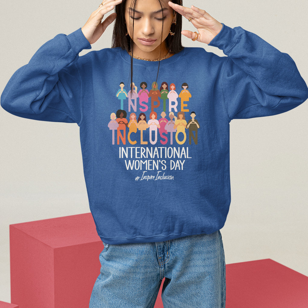 International Women's Day Sweatshirt Happy IWD 8 March Inspire Inclusion 2024 TS09 Royal Blue Printyourwear