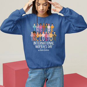 International Women's Day Sweatshirt Happy IWD 8 March Inspire Inclusion 2024 TS09 Royal Blue Printyourwear
