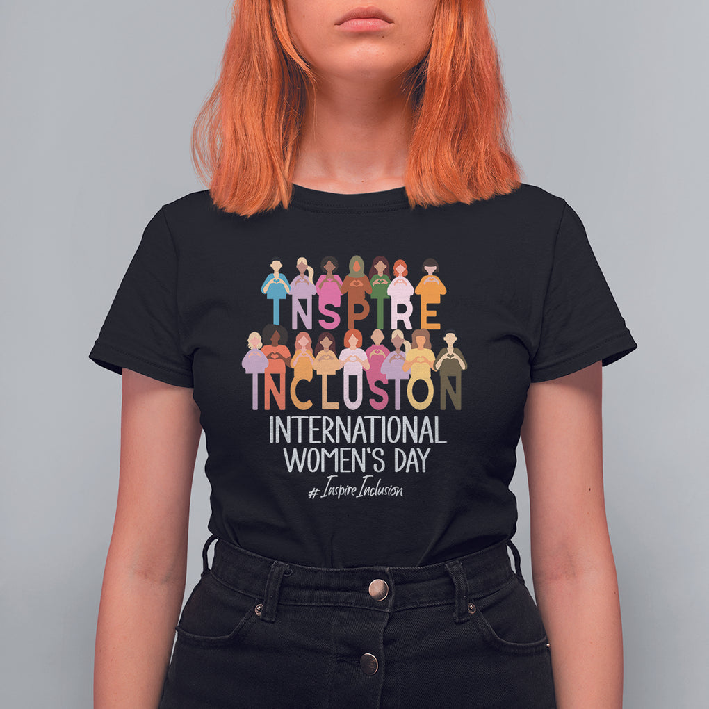 International Women's Day T Shirt For Women Happy IWD 8 March Inspire Inclusion 2024 TS09 Black Printyourwear