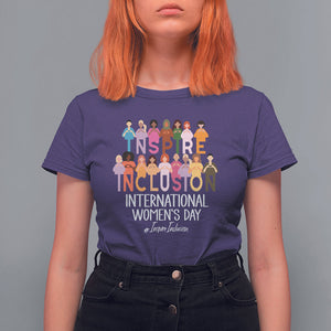 International Women's Day T Shirt For Women Happy IWD 8 March Inspire Inclusion 2024 TS09 Purple Printyourwear