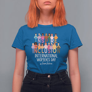 International Women's Day T Shirt For Women Happy IWD 8 March Inspire Inclusion 2024 TS09 Royal Blue Printyourwear